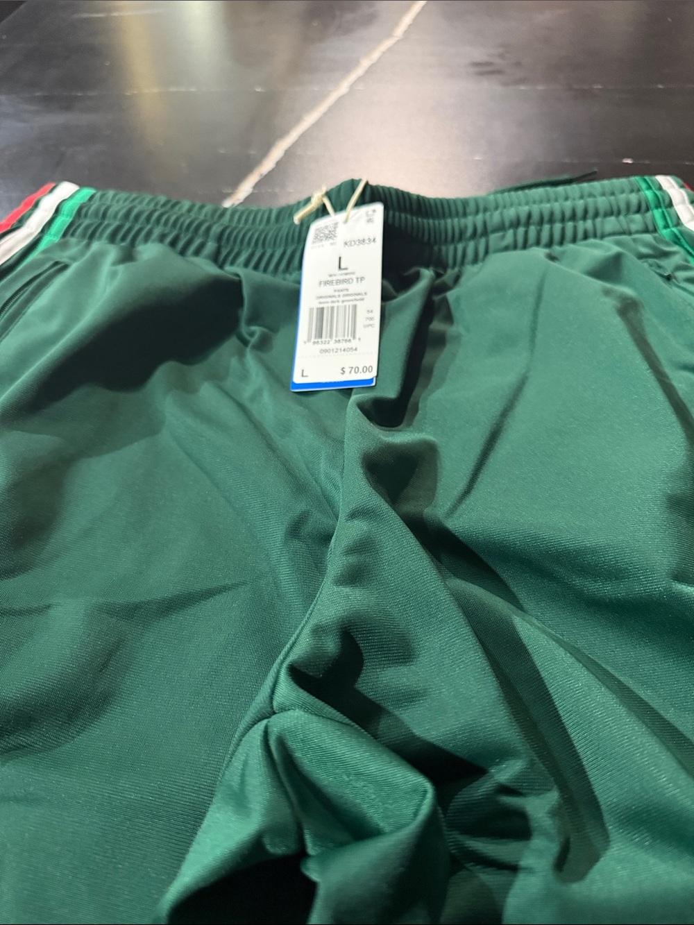 adidas Men's Green Jogger Sweatpants with Stripe Detail - L